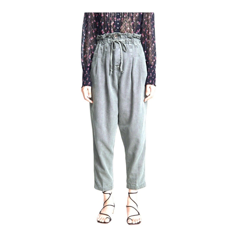 FREE PEOPLE Margate Pleated Trousers Washed‎ Out Aqua Green Size XS